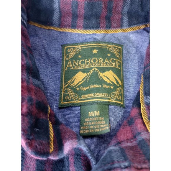 Anchorage Expedition Mens Flannel Shirt Sz M Red Black Long Sleeve Button Down - Picture 3 of 5